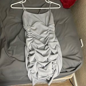 Grey ruffly mini dress